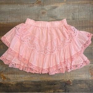 LoveShackFancy Pink Ruffle Tiered Briella Mini Skirt